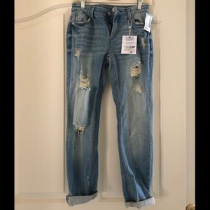 Ripped mid-rise cuffed boyfriend jeans